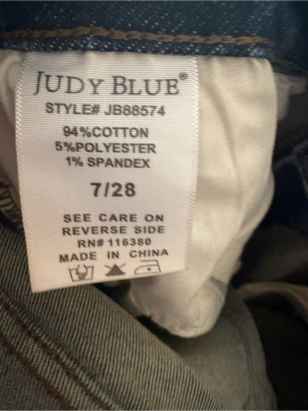 Judy Blue 7/28 Straight Leg Boyfriend Distressed Jeans with Patterned Cuff - Picture 6 of 6